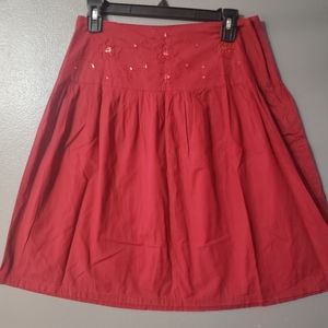 Sonoma Red A-line Skirt Sz Small 100% Cotton